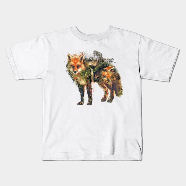 Some Fine Foxy Artwork Kids T-Shirt by barrettbiggers